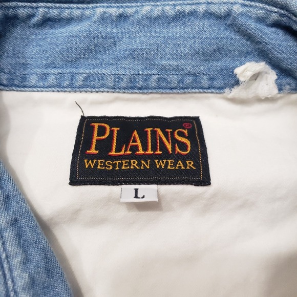 Plains Western Wear Shirt Mens Large White Pockets Pearl Snap Short Sleeve Aztec - Picture 3 of 10